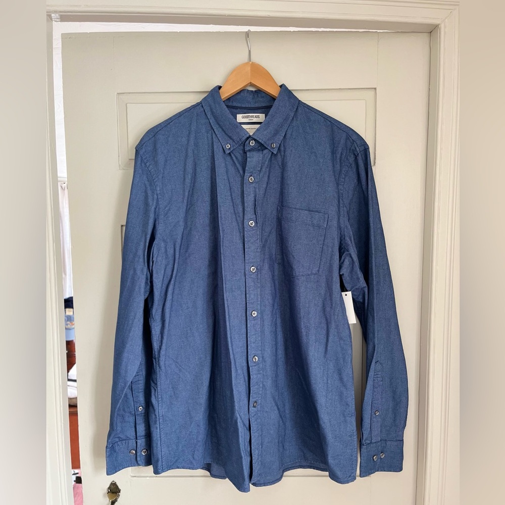 NWT Goodthreads Men’s Standard Fit Oxford Button Down, X-Large, Indigo